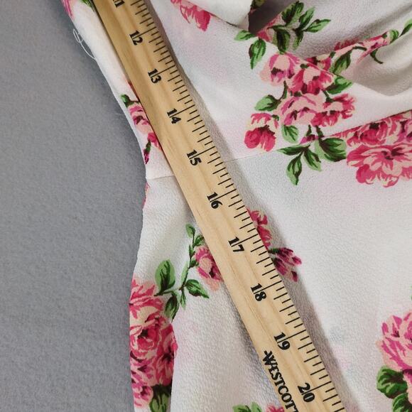 NWT One More Thyme Pink Roses White Blouse Women's Plus 3X Flared Sleeve Peasant - Picture 6 of 10